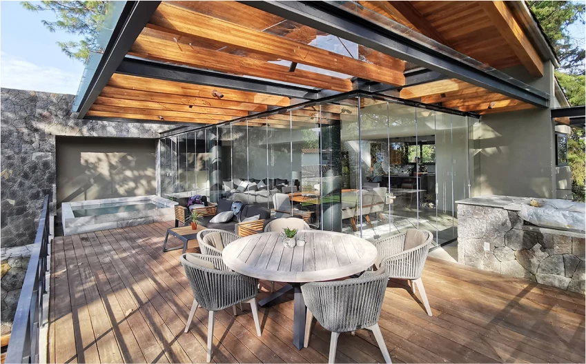 cortina de cristal deslizante y plegable